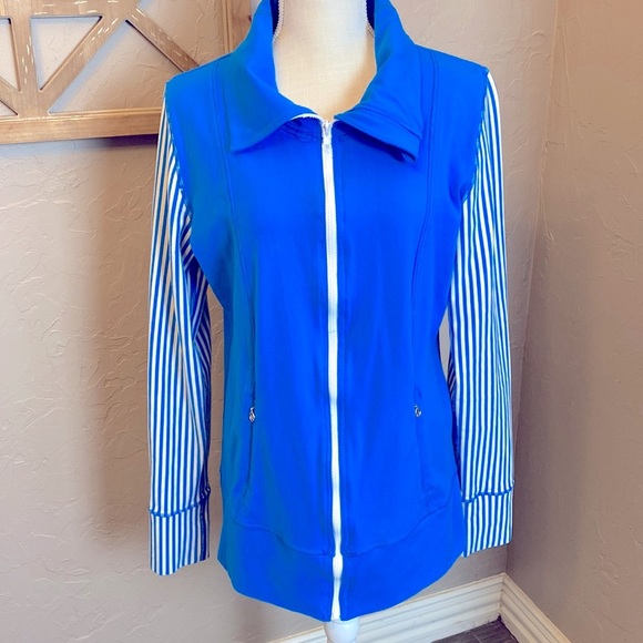 *Reworked* Lululemon Daily Yoga Jacket Beaming Blue/Classic Stripe Size 10 - Picture 1 of 14